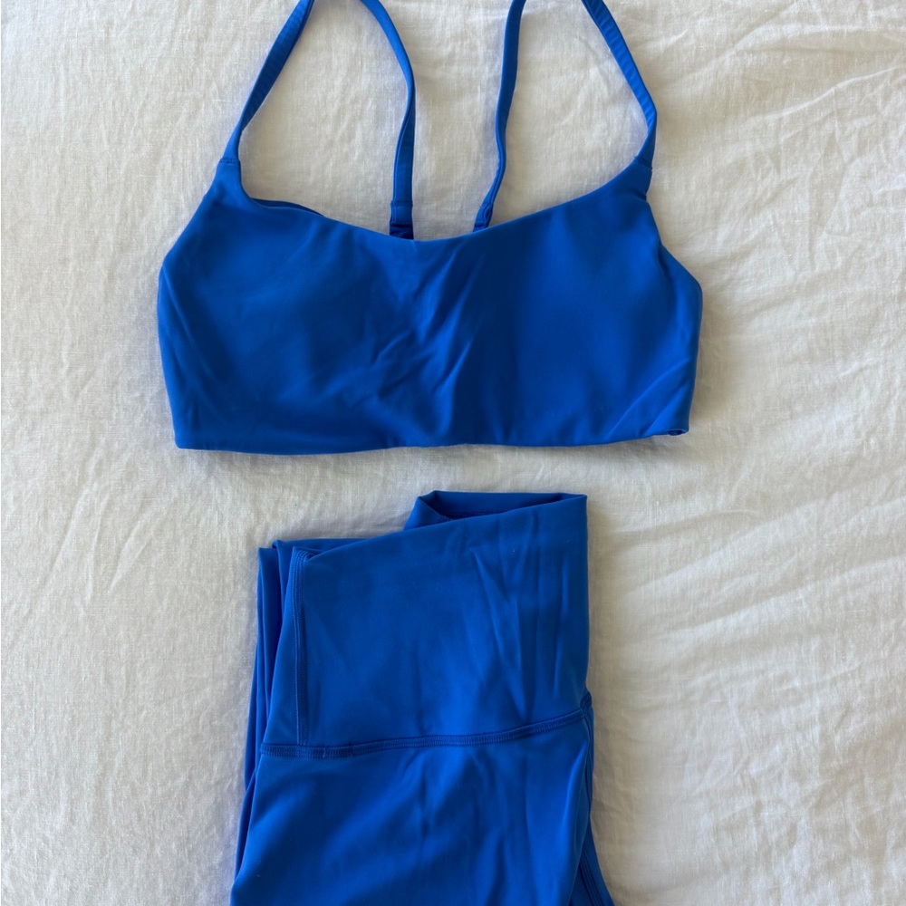 Lululemon Athletica Vibrant Blue Sports Bra and Leggings Set
